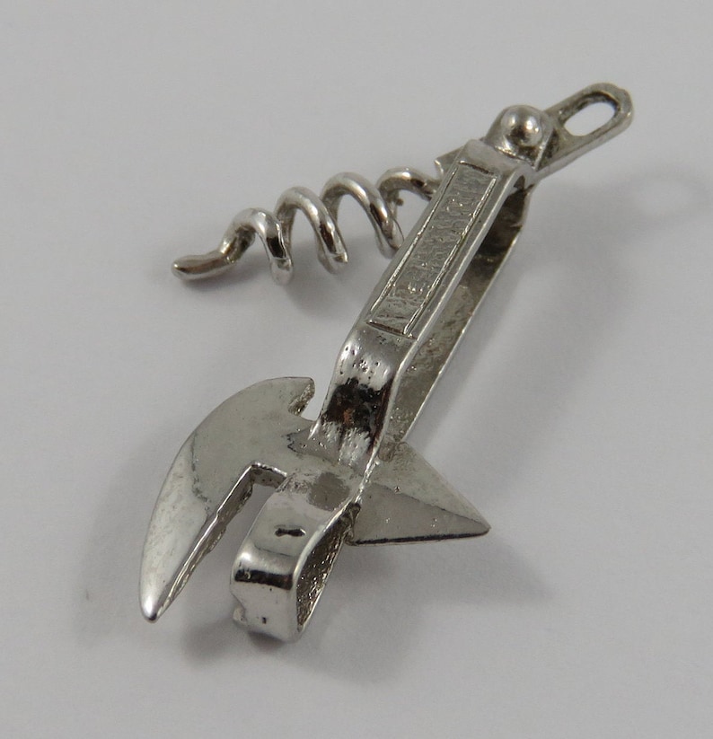 Bottle Opener & Corkscrew Mechanical Sterling Silver Vintage Charm For Bracelet image 5