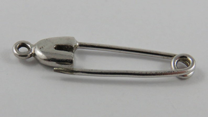 Safety Pin Mechanical Sterling Silver Vintage Charm For Bracelet
