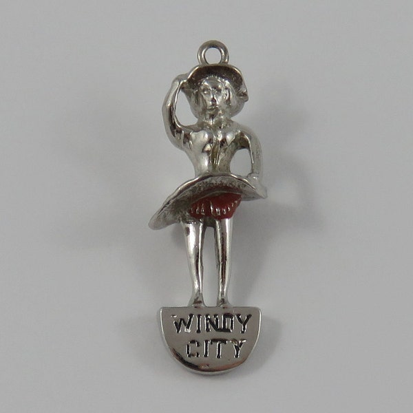 Enamel Marilyn Monroe Windy City Statue Vintage Charm For Bracelet