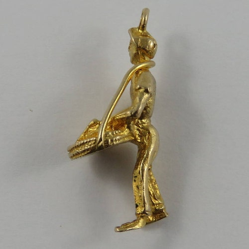 Steel Drum Player 9K shops Gold Vintage Charm For Bracelet