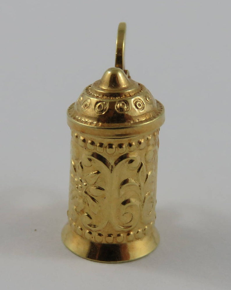 Beer Stein Mechanical 14K Gold Vintage Charm For Bracelet