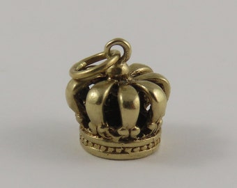 Crown 10K Gold Vintage Charm For Bracelet