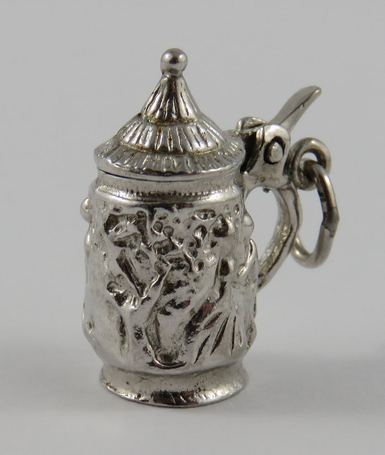 Beer Stein With People Dancing Mechanical Sterling Silver Vintage Charm For Bracelet