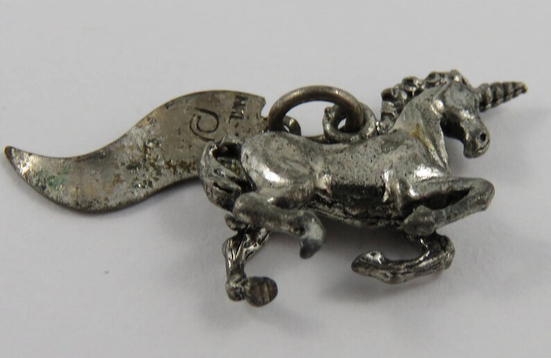 Unicorn With Las Vegas Tag Silver Vintage Charm For Bracelet