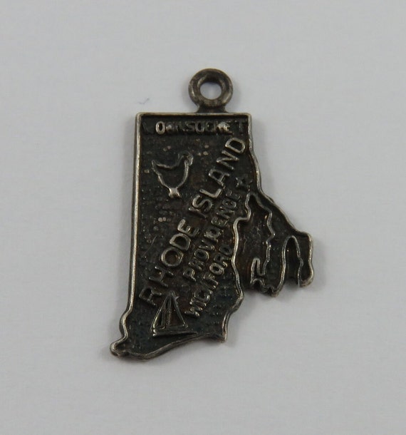 Rhode Island State Charm Antiqued Sterling Silver Rhode Island State Charm Antiqued Sterling Silver