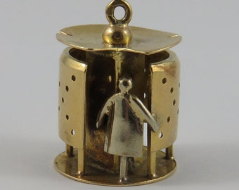 French Pissoir Public Restroom 18K Gold Vintage Charm For Bracelet