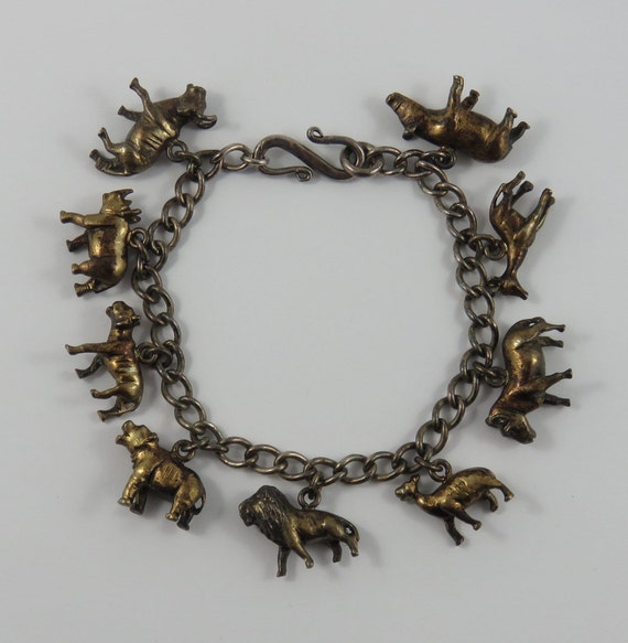 Hippo Tiger Vintage Sterling Silver Animal Bracelet Cuff!! Hippo Tiger Vintage Sterling Silver Animal Bracelet Cuff!!