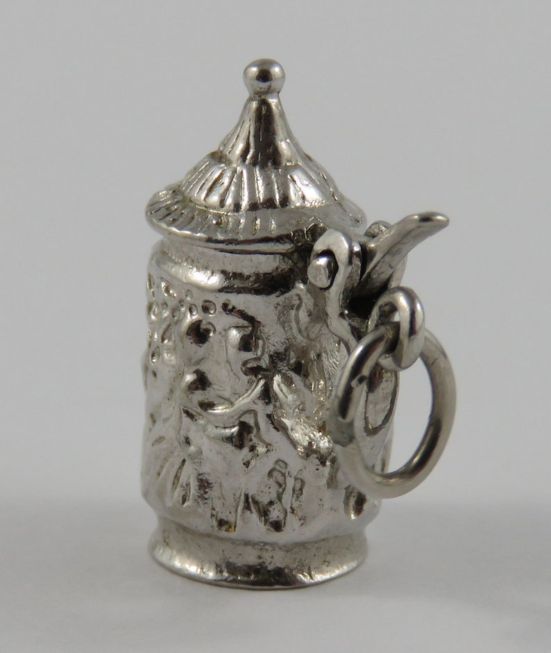 Beer Stein With People Dancing Mechanical Sterling Silver Vintage Charm For Bracelet
