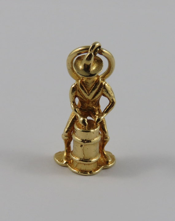 Bongo Drum Player 18 Karat Gold Charm 