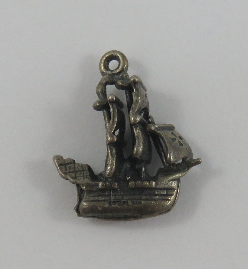 Galleon Ship Sterling Silver Vintage Charm For Bracelet