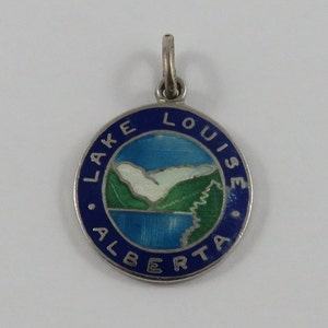 Enamel Lake Louise Alberta Sterling Silver Vintage Charm For Bracelet