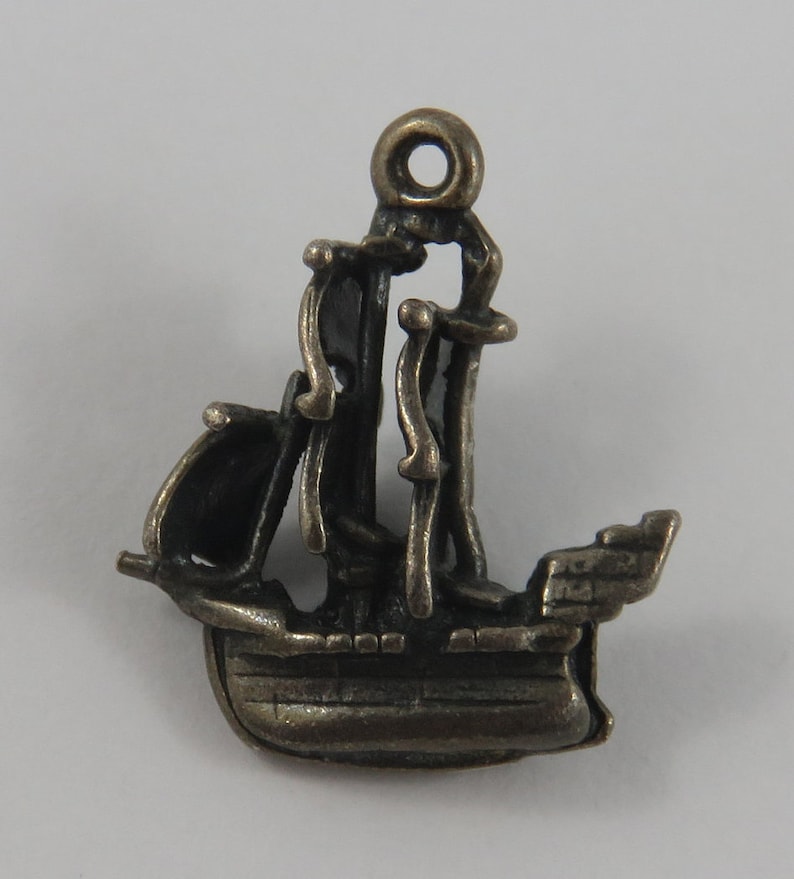 Galleon Ship Sterling Silver Vintage Charm For Bracelet