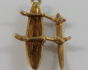 Ausleger Hawaii Kanu Boot 3d 25 Solid Sterling Silber Charm made in USA Ausleger Hawaii Kanu Boot 3d 25 Solid Sterling Silber Charm made in USA