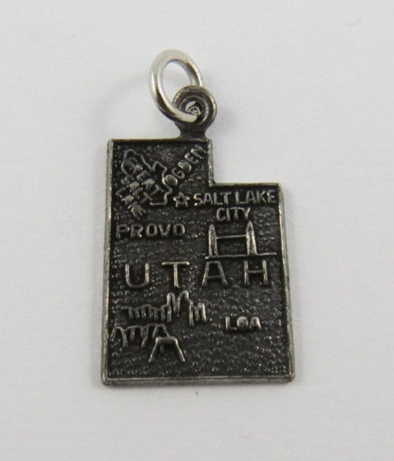 Utah State Charm Antiqued Sterling Silver Utah State Charm Antiqued Sterling Silver