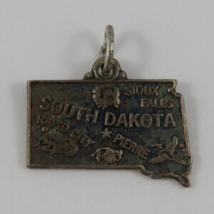 South Dakota State Charm Antiqued Sterling Silver South Dakota State Charm Antiqued Sterling Silver