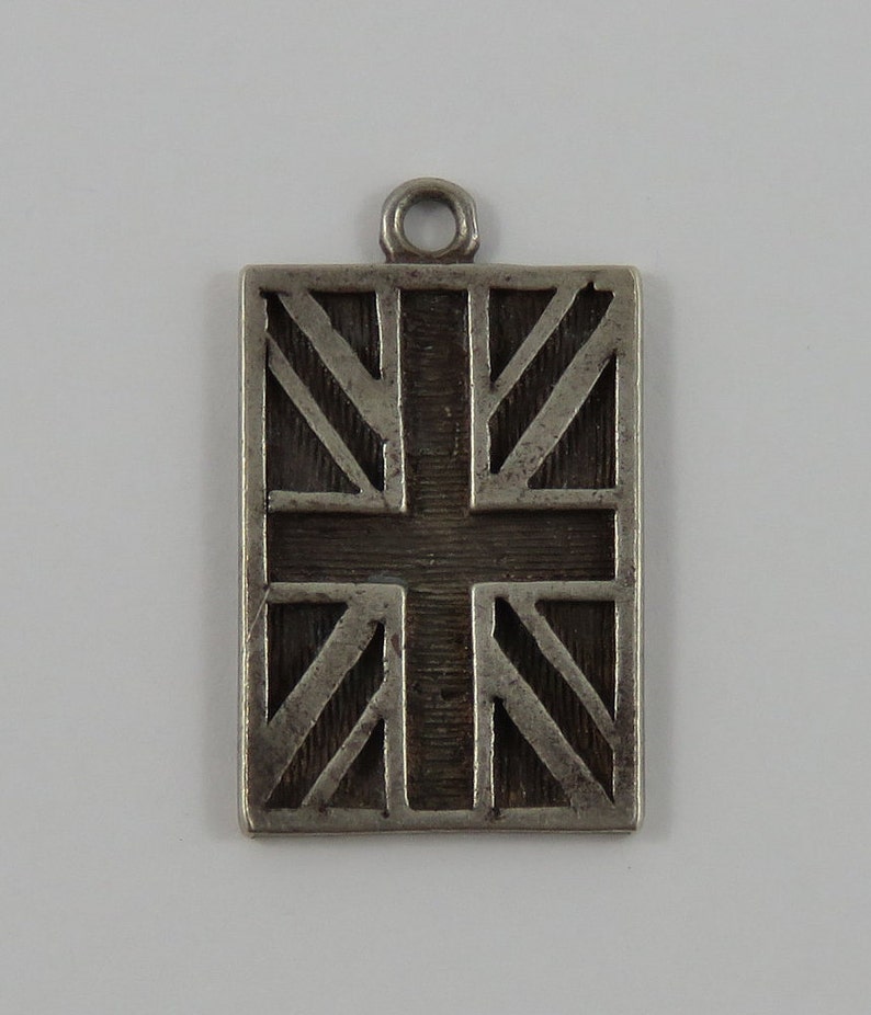 The Union JackUnited Kingdom Flag Sterling Silver Vintage Charm For Bracelet