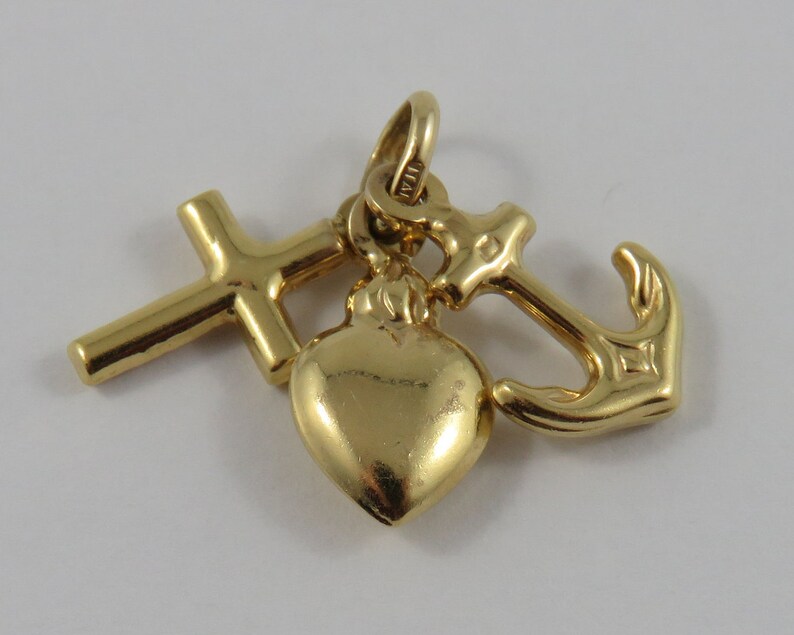 Hope Charity 14K Gold Vintage Charm For Bracelet Faith