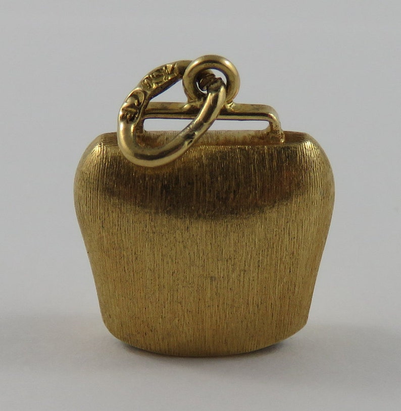 Ringing Bell With White Gold Cross Mechanical 18K Gold Vintage Charm For Bracelet