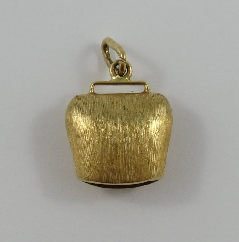 Ringing Bell With White Gold Cross Mechanical 18K Gold Vintage Charm For Bracelet