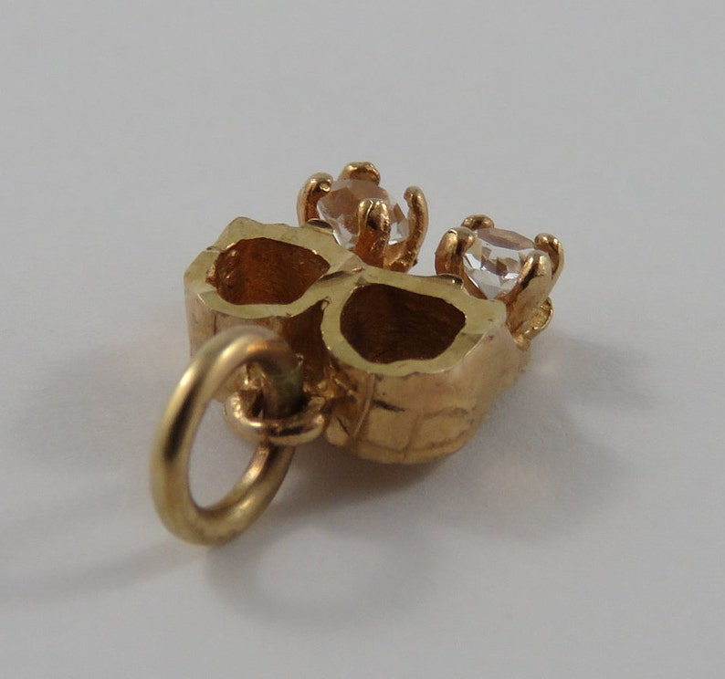 Baby Booties With Clear Stones 9K Gold Vintage Charm For Bracelet