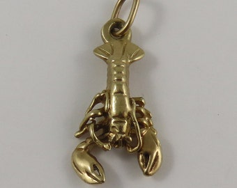 Lobster Mechanical 10K Gold Vintage Charm For Bracelet