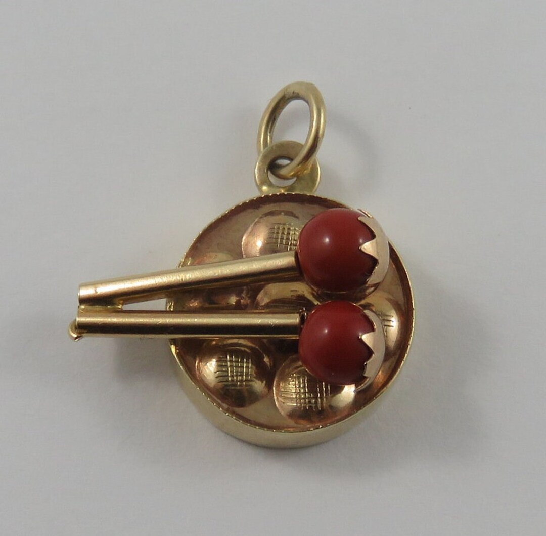 Steel Drum & Mallets With Red Beads Mechanical 14K Gold Etsy