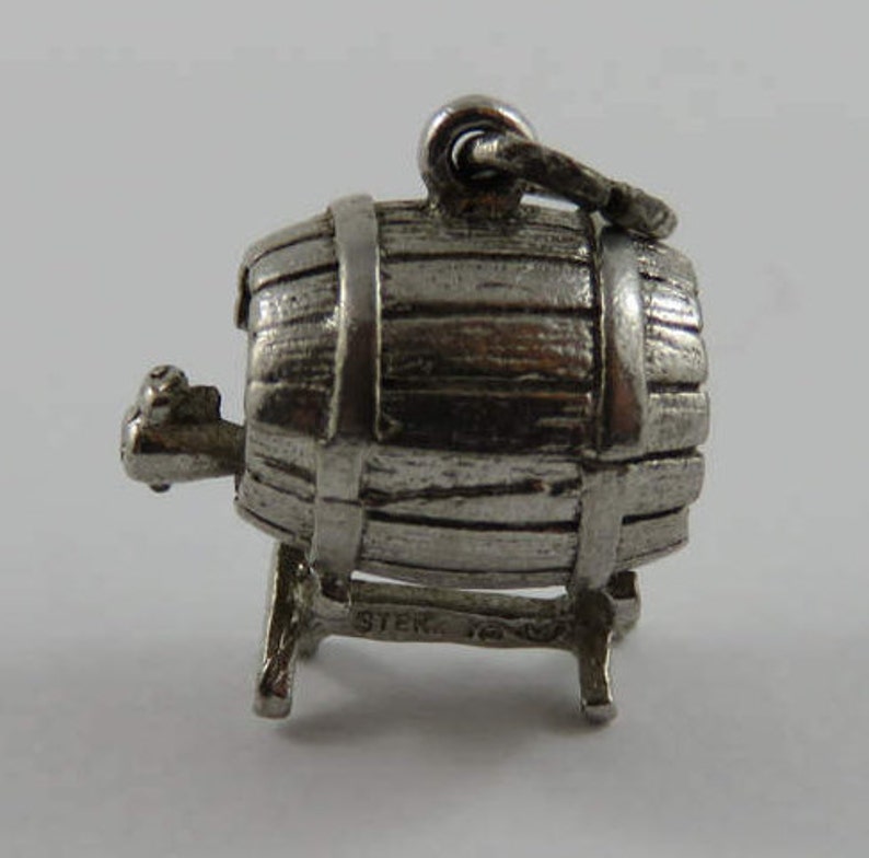 Beer Keg Sterling Silver Vintage Charm For Bracelet image 3