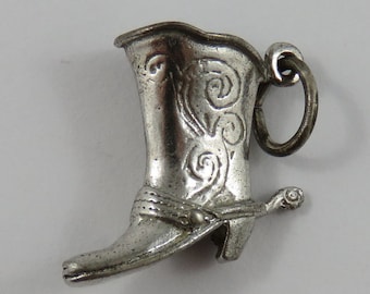 Cowboy Boot Sterling Silver Vintage Charm For Bracelet