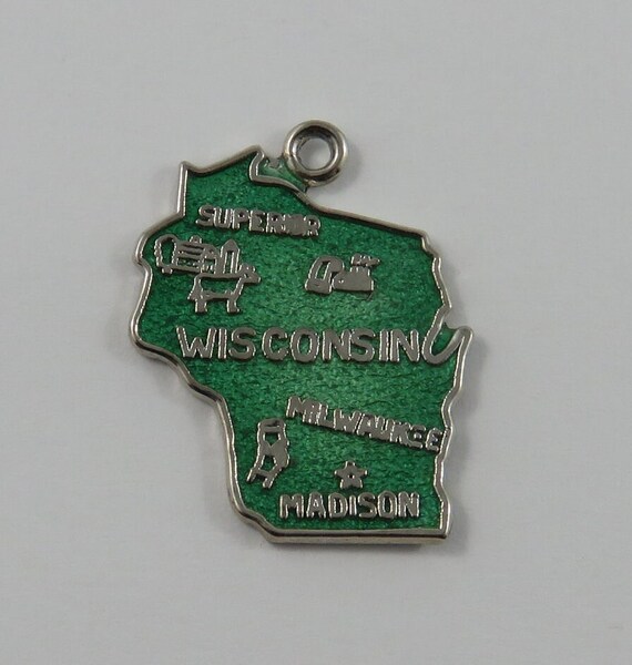 Wisconsin State Charm Antiqued Sterling Silver Wisconsin State Charm Antiqued Sterling Silver