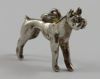 Boxer Dog Sterling Silver Vintage Charm For Bracelet