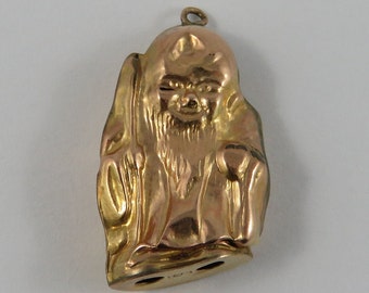 Chinese God Sau  14K Gold Vintage Charm For Bracelet