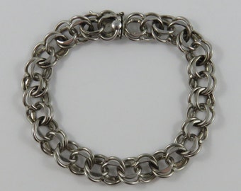 7 1/4" Vintage Sterling Silver Charm Bracelet Without Charms