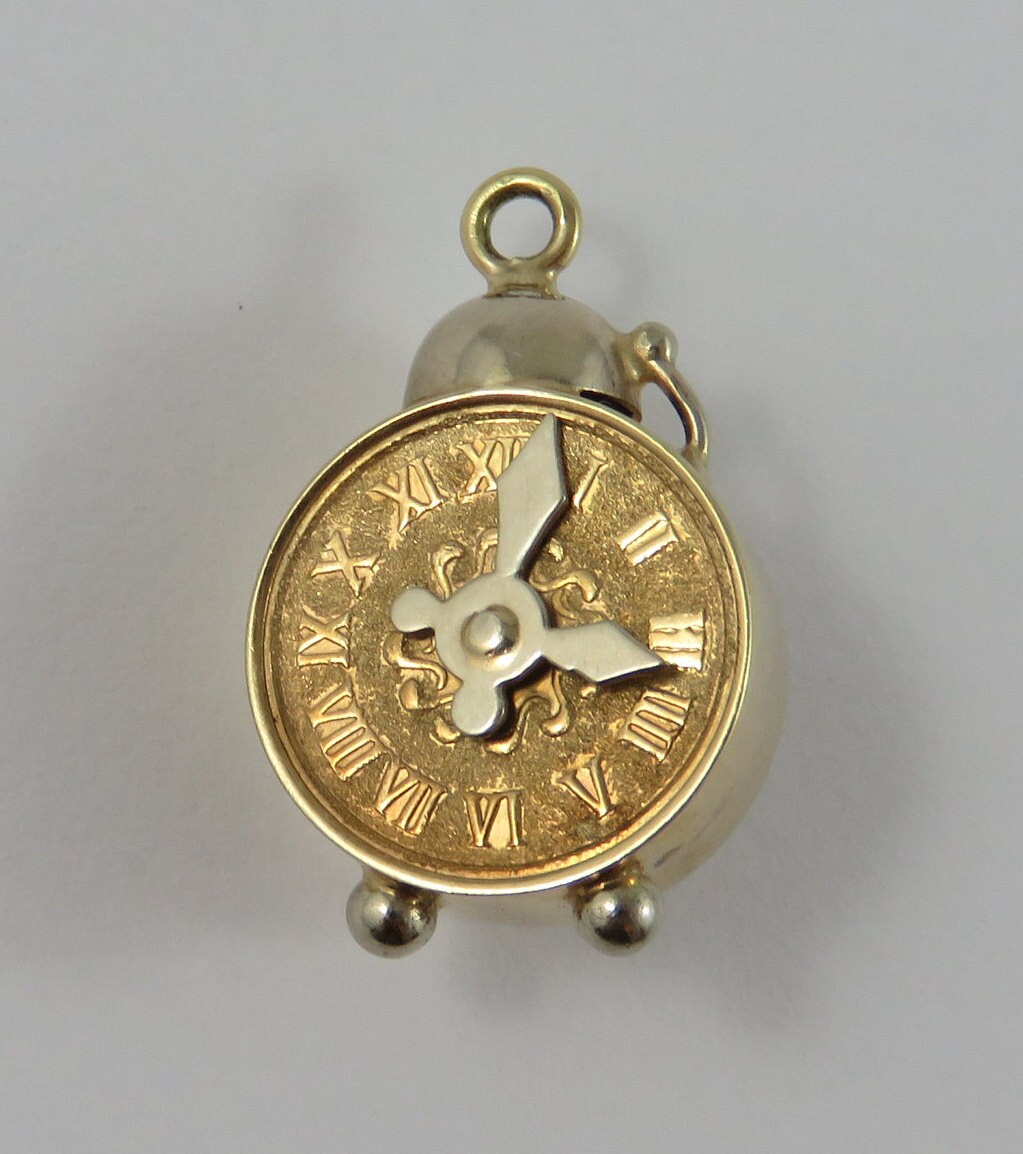 Alarm Clock With Roman Numerals Mechanical 14K Gold Vintage Etsy