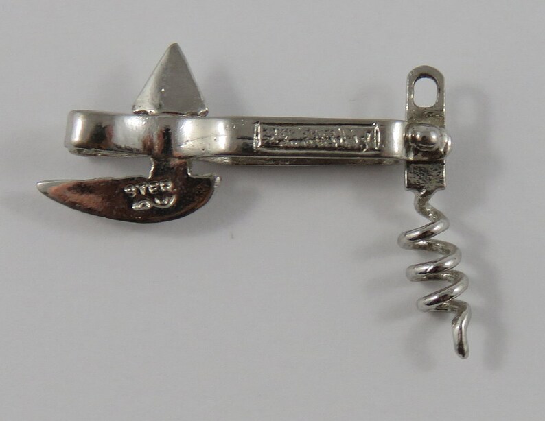 Bottle Opener & Corkscrew Mechanical Sterling Silver Vintage Charm For Bracelet image 7