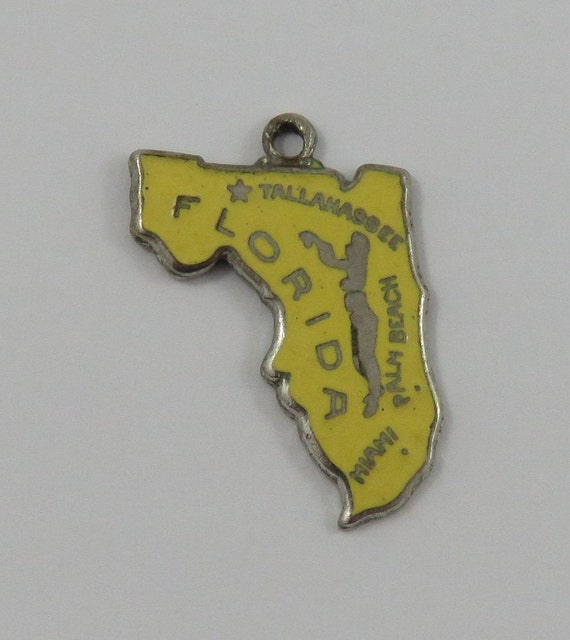 Florida State Charm Antiqued Sterling Silver Florida State Charm Antiqued Sterling Silver