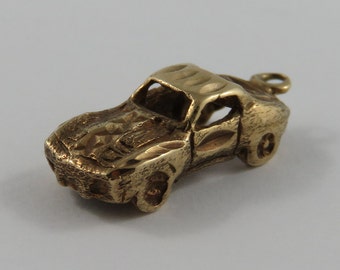 Corvette Stingray 10K Gold Vintage Charm For Bracelet