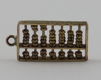 Abacus Mechanical 14K Gold Vintage Charm For Bracelet