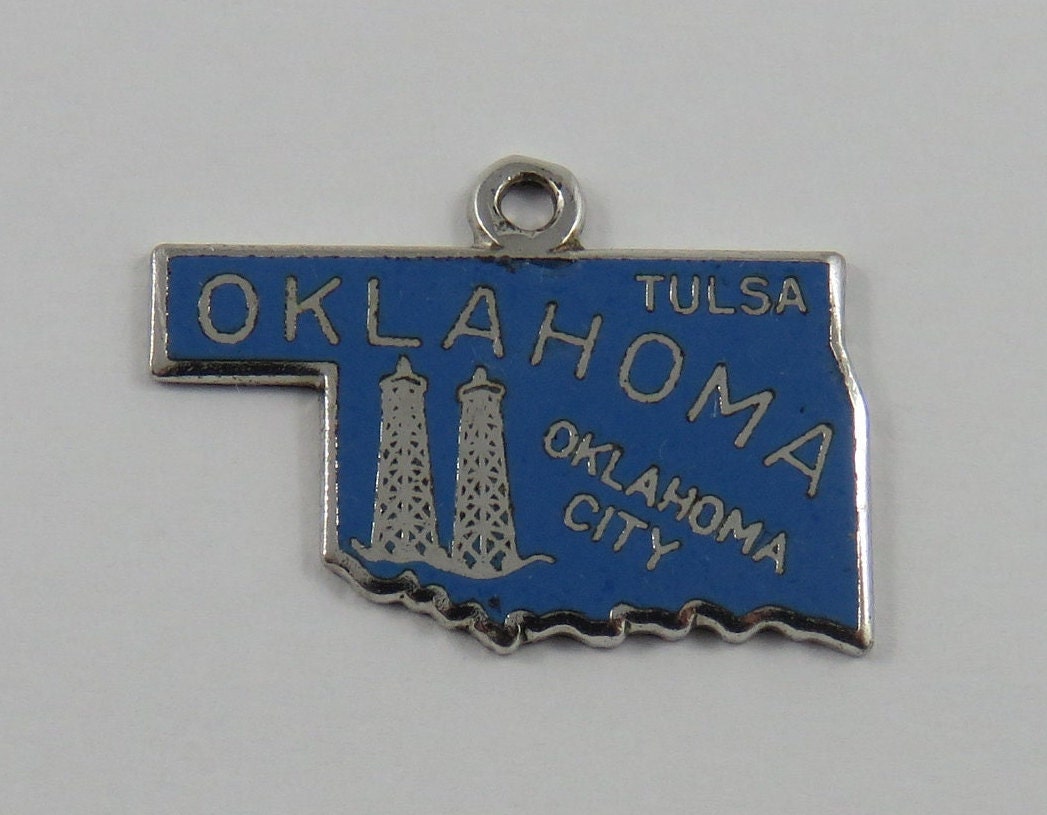 Oklahoma State Charm Antiqued Sterling Silver Oklahoma State Charm Antiqued Sterling Silver