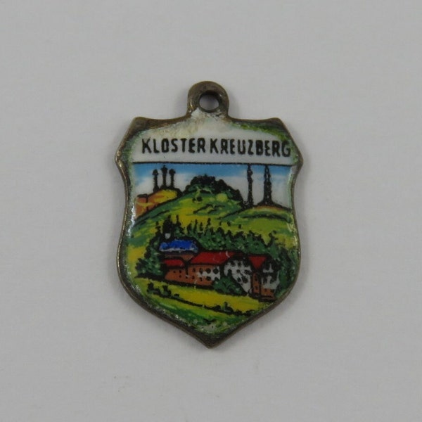 Kloster Kreuzberg Enamel Travel Shield Silver Vintage Charm For Bracelet