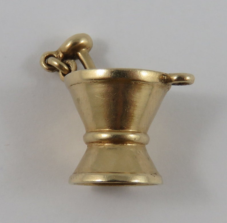 Apothic Mortar and Pestle Mechanical 10K Gold Vintage Charm Etsy