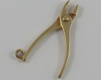 Pliers Mechanical 10K Gold Vintage Charm For Bracelet