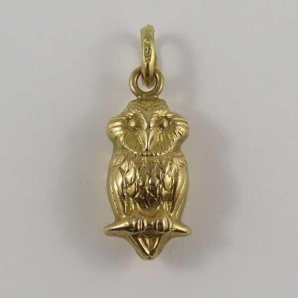 Owl 18K Gold Vintage Charm For Bracelet