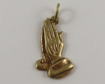 Hands Praying 10K Gold Vintage Charm For Bracelet