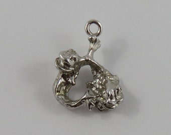 Pisces Fish Zodiac Sterling Silver Vintage Charm For Bracelet