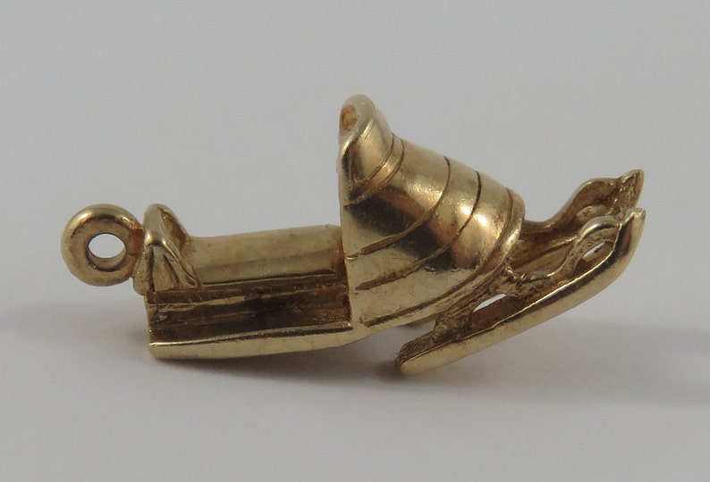 Snowmobile 10K Gold Vintage Charm For Bracelet