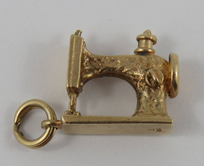 Sewing Machine 10K Gold Vintage Charm For Bracelet