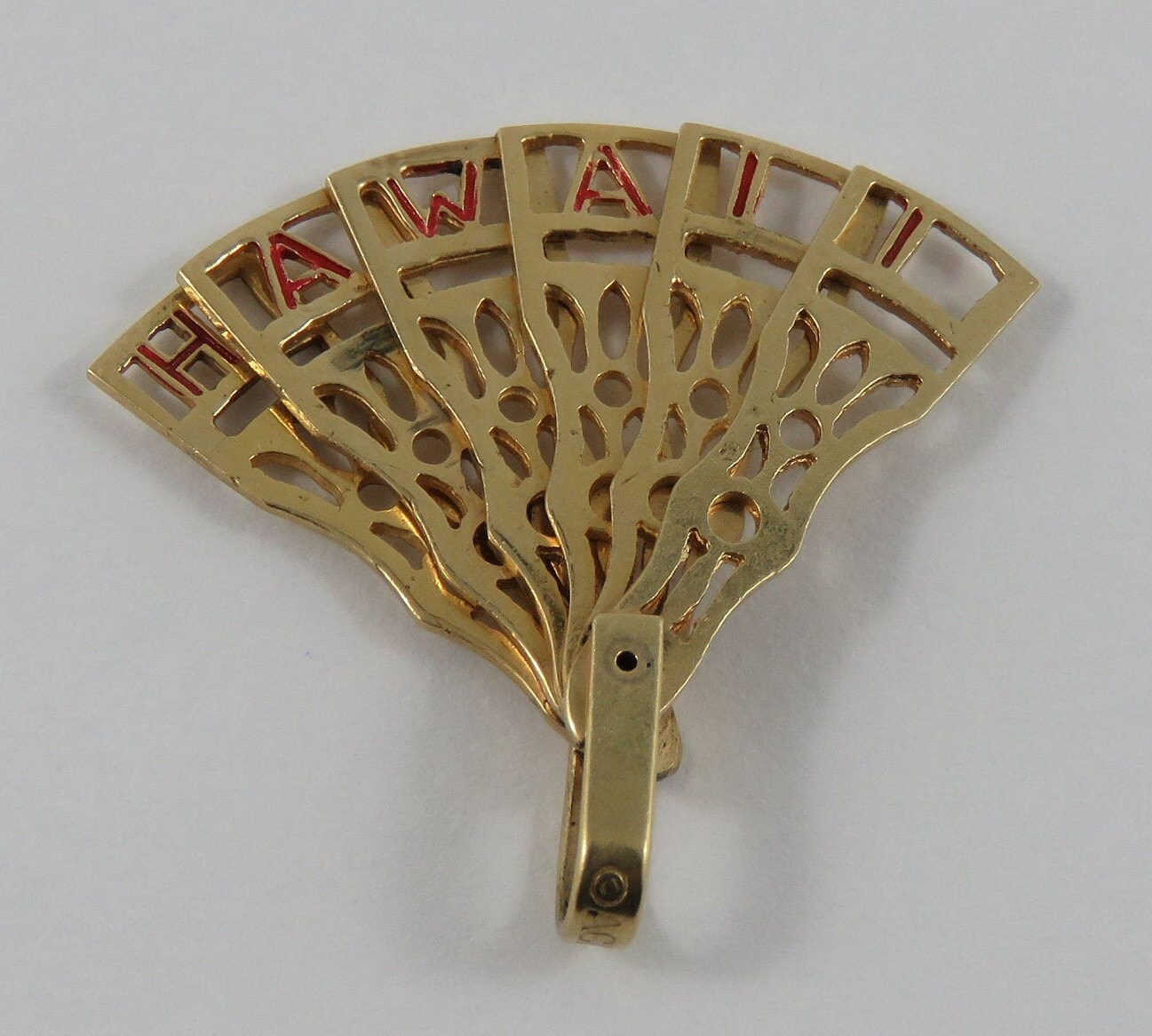 Red Enamel Hawaii Hand-held Folding Fan 