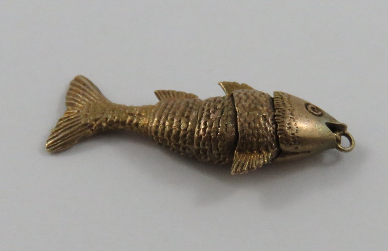 Articulated Fish 9K Mechanical Gold Vintage Charm for Bracelet Etsy