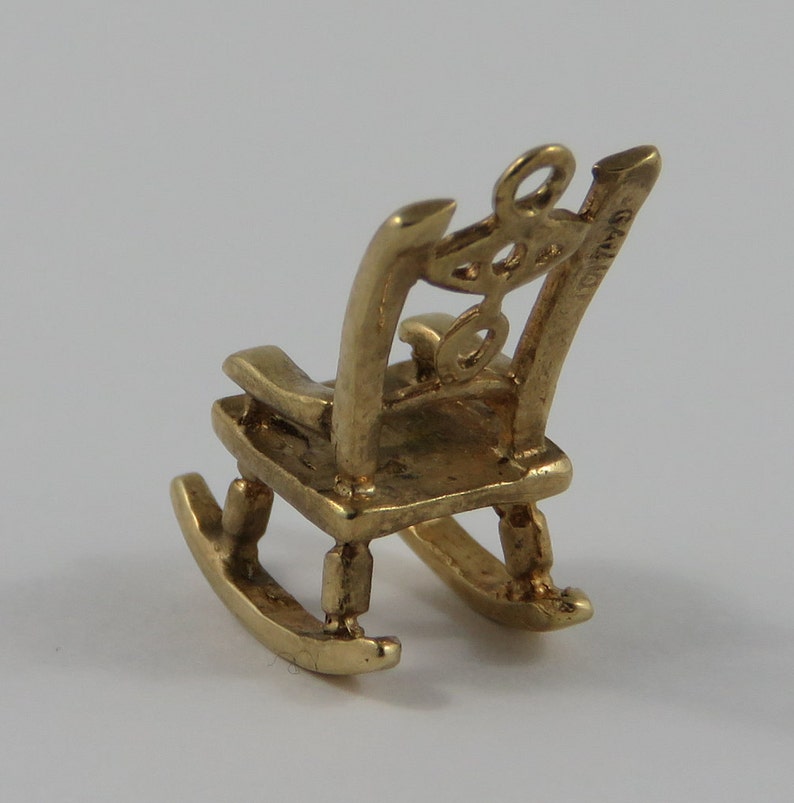 Rocking Chair 10K Gold Vintage Charm For Bracelet