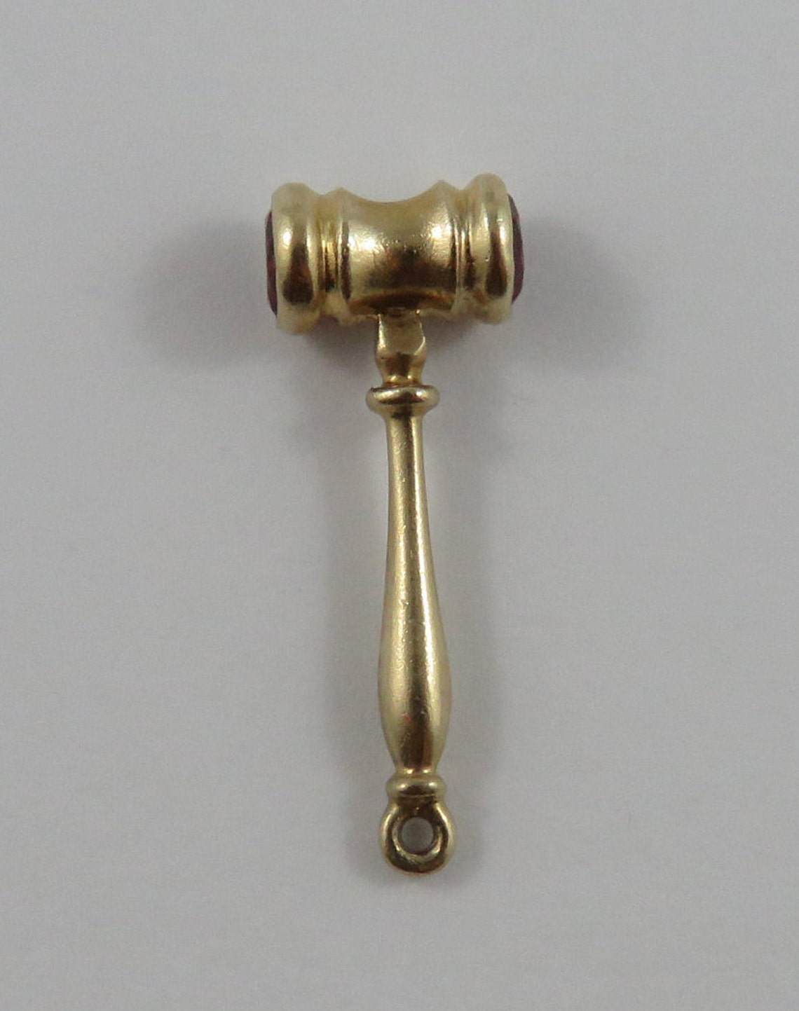 Gavel With Red Stones 10K Gold Vintage Charm For Bracelet Etsy